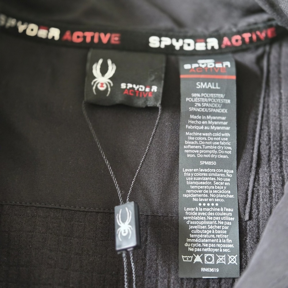 Spyder Active Men Black Full Zip Jacket Spider Logo Lightweight Performance - Picture 3 of 9